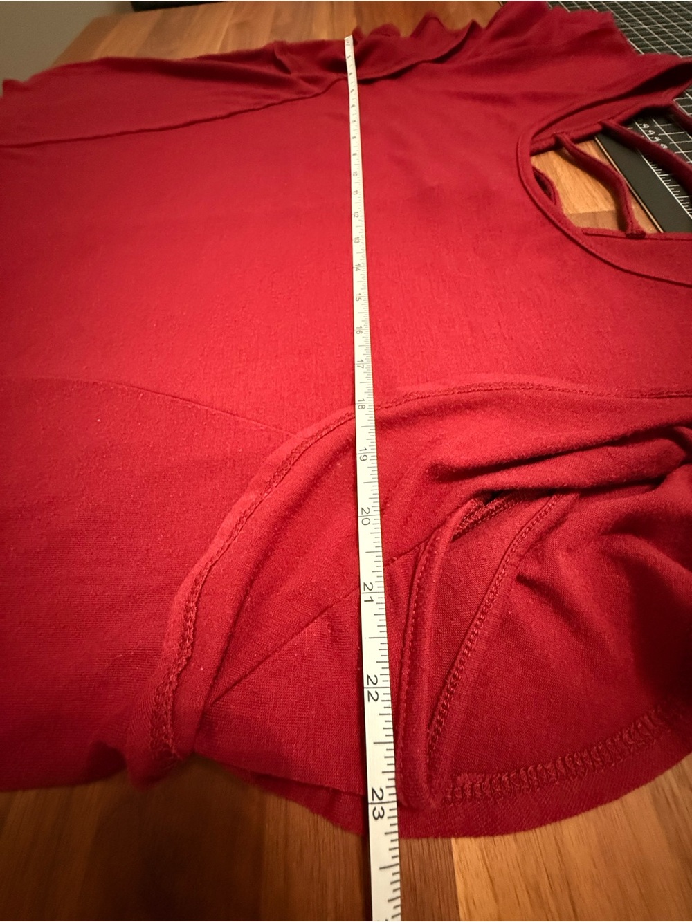 Avenue Burgundy Flutter Sleeve Scoop Neck Top - Picture 9 of 9